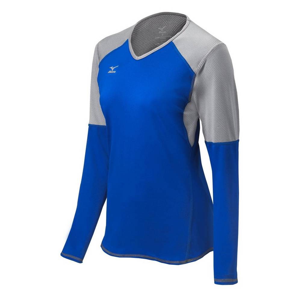 Maglia Mizuno Pallavolo Techno VI Long Sleeve Donna - Blu Reale/Argento - 73512-TUYX